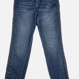 Judy Blue Jeans Womens Size 7/28 Braided Side Mid Rise Blue Denim Pants